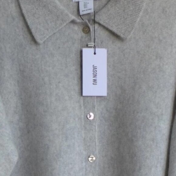 NEW Jason Wu Cashmere Collared Cardigan Sweater Gray Women's Size S - Picture 8 of 11
